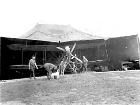 BE2c in hangar at Merville